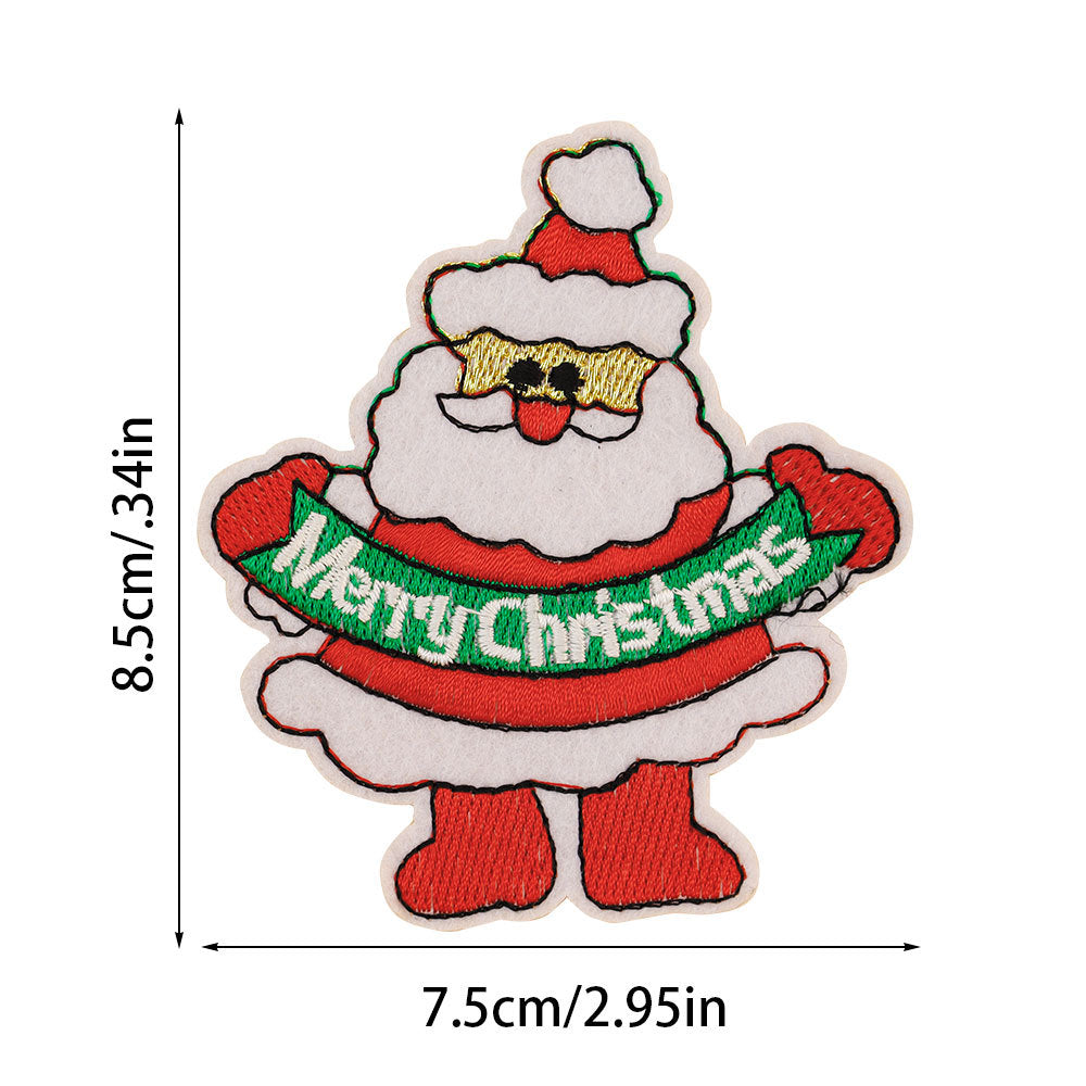 Wholesale Cross-border Christmas Cloth Sticker Patch Sticker Embroidery Sticker Large Pattern diy  Christmas Tree Patch Badge Embroidery 1